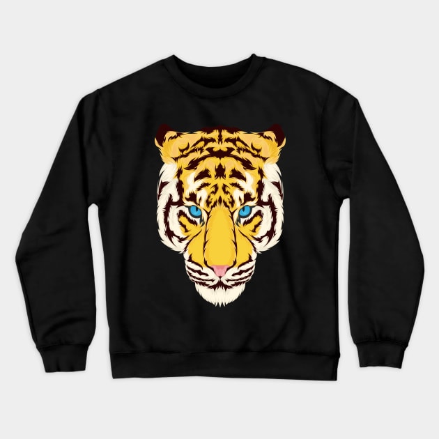 Tiger Head Hand Drawn Crewneck Sweatshirt by Mako Design 